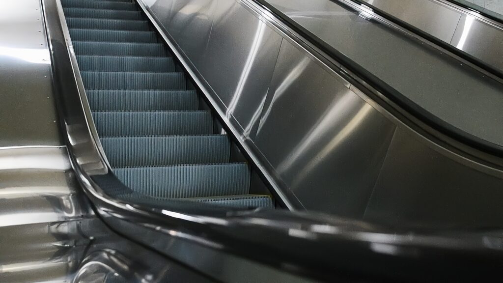 Empty escalator steps