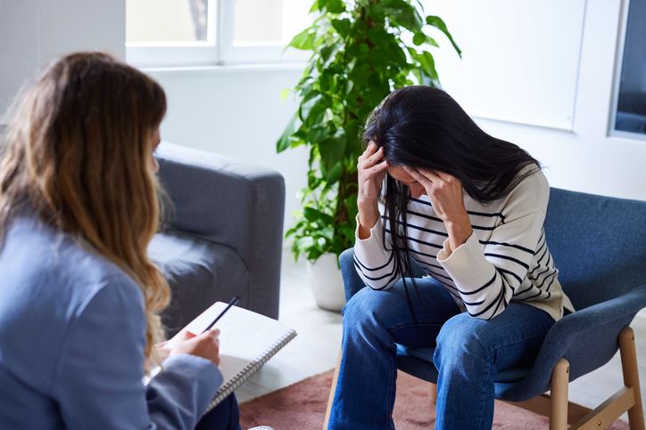 Woman talking to therapist